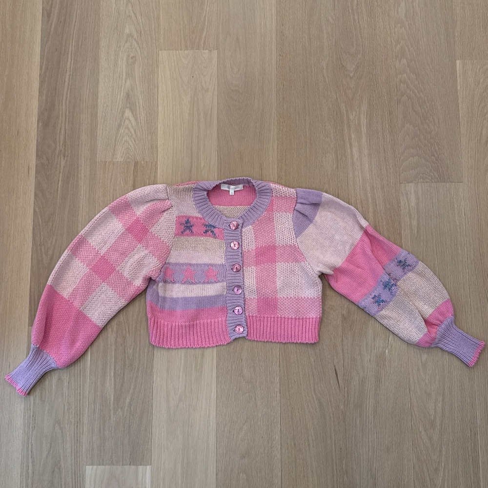 Loveshack Fancy Pink/Purple Cardigan